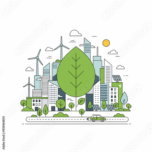 Sustainable Cityscape with Renewable Energy