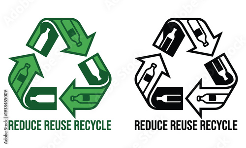 Recycle now with eco friendly reduce reuse recycle symbols