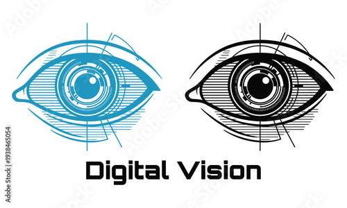 Futuristic digital vision concept with robotic eyes
