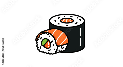Sushi roll illustration on white