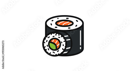 Sushi roll illustration on white background