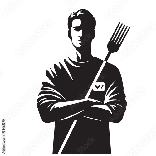 Black Volunteer Silhouette Vector, High Quality Illustration on White Background