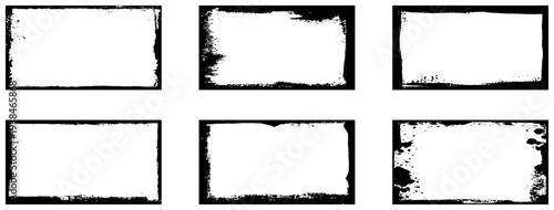 Grunge rectangle border set .Grunge style with brush stroke grunge frame. Vector design.