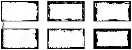 Grunge rectangle border set .Grunge style with brush stroke grunge frame. Vector design.