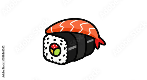 Sushi roll illustration on white background