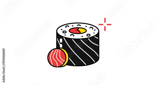 Sushi roll illustration on white background
