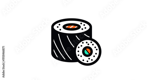 Sushi roll illustration on white background
