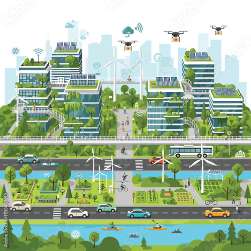 Sustainable Cityscape with Green Energy