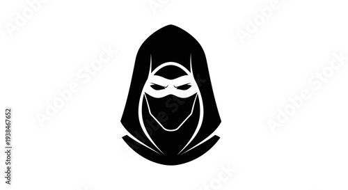 Black ninja mask face silhouette icon.