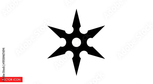 Black ninja throwing star icon symbol.