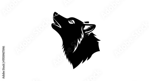 Black silhouette of a howling wolf.