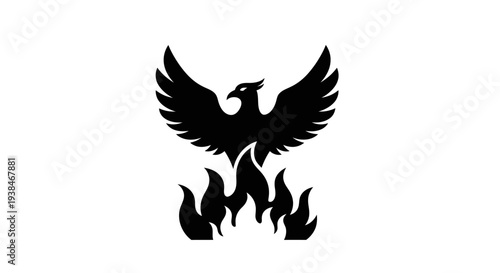 Black silhouette of a phoenix bird.