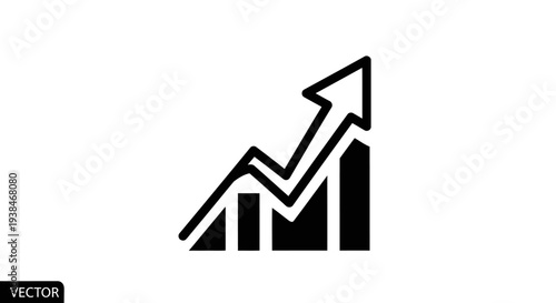 Black vector graph with rising arrow.