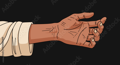 A detailed illustration of an outstretched human hand in a minimalist style, suitable for various design applications