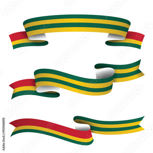 TOGO Ribbon Flag Set, TOGO National Flag Banner Collection with Wavy Ribbon Design