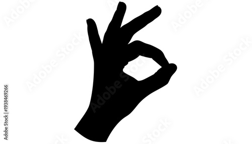 OK Hand Sign Black Silhouette PNG, Approval Gesture Icon