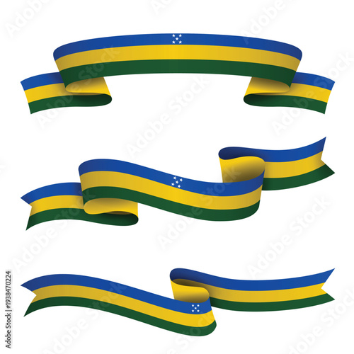 SOLOMON ISLANDS Ribbon Flag Set, SOLOMON ISLANDS National Flag Banner Collection with Wavy Ribbon Design