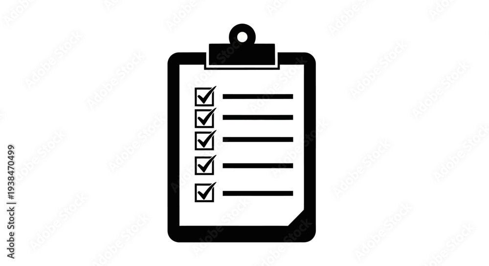 Fototapeta premium Clipboard with checkboxes and lines.