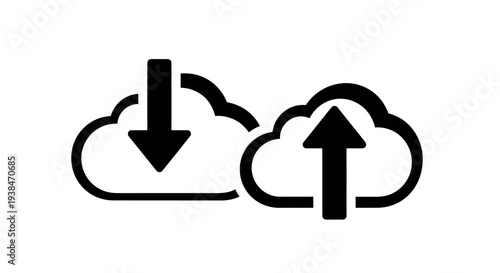 Cloud data transfer icons.