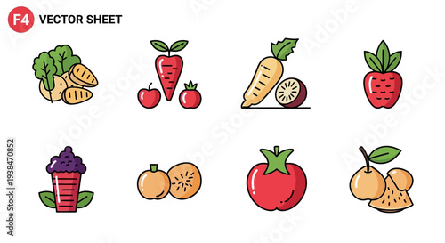 Colorful illustrations of various fruits.
