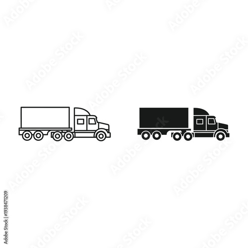 Semi Truck Logistics Icons Commercial Transport