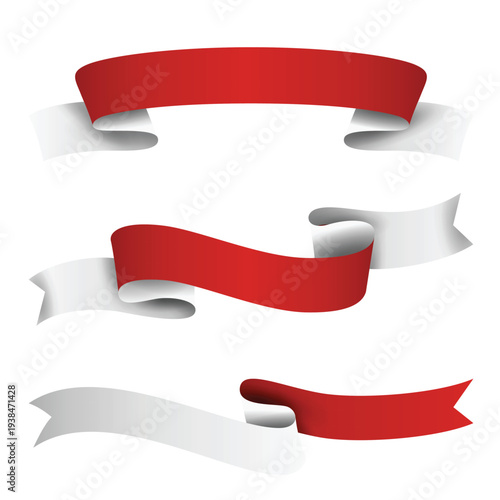 BAHRAIN Ribbon Flag Set, BAHRAIN National Flag Banner Collection with Wavy Ribbon Design