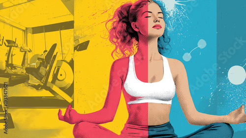 Wellbeing marketing illustration showing balanced lifestyle