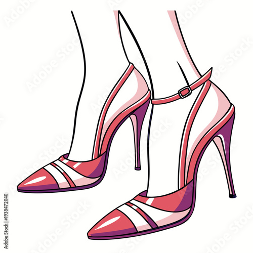 Stilettos shoes a detailed realistic colorful vector. 