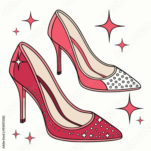 Stilettos shoes a detailed realistic colorful vector. 