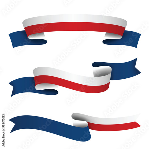 CZECH REPUBLIC Ribbon Flag Set, CZECH REPUBLIC National Flag Banner Collection with Wavy Ribbon Design