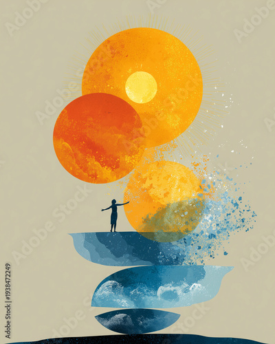 Wallpaper Mural Wellbeing marketing illustration showing balanced lifestyle Torontodigital.ca