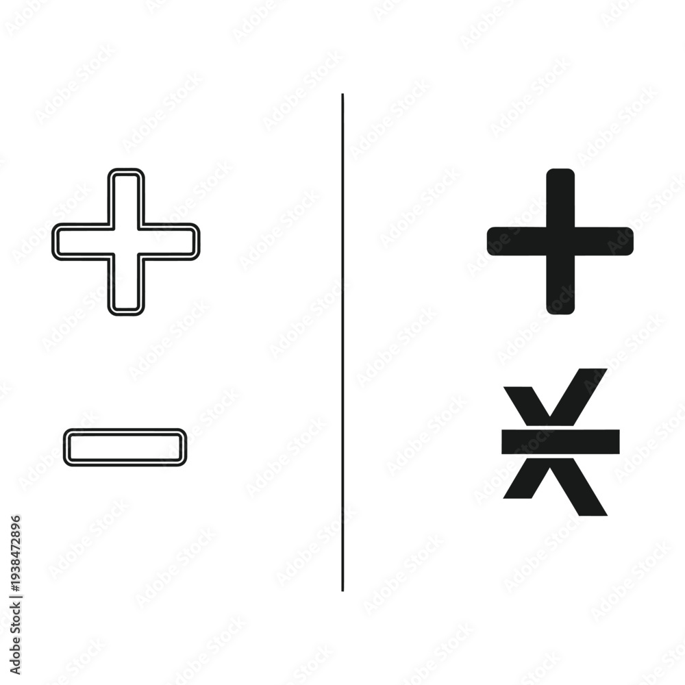 Obraz premium Plus Minus Symbols Comparison Contrast