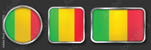 MALI Metallic Flag Collection, Circular, Square and Rectangular MALI Flag Badges Set