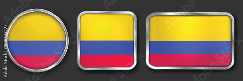 COLOMBIA Metallic Flag Collection, Circular, Square and Rectangular COLOMBIA Flag Badges Set Free Download COLOMBIA Metallic Flag Collection, Circular, Square and Rectangular COLOMBIA Flag Badges Set - GFXLoad
