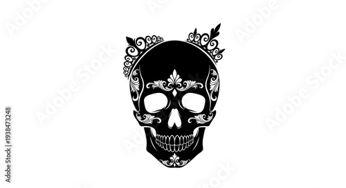 Decorative sugar skull with flowers.