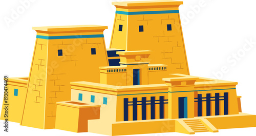 Ancient Egyptian Temple Iconic Architecture Vector Illustration