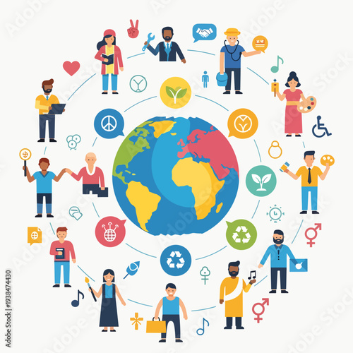 Diverse People Around the World Embracing Sustainability
