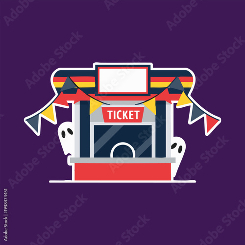 Amusement Park Ticket Booth Illustration