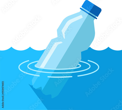 Plastic Bottle Pollution in Water Environmental Waste Vector