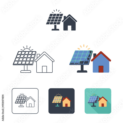 Wind Turbine Icons Vector Set Commercial Use