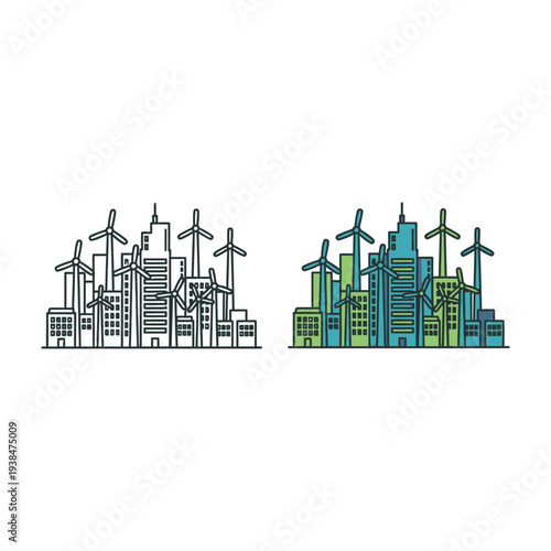 Smart City Technology Buildings Industry Cogwheel Network
