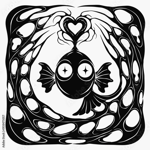 yin yang symbol with a tree