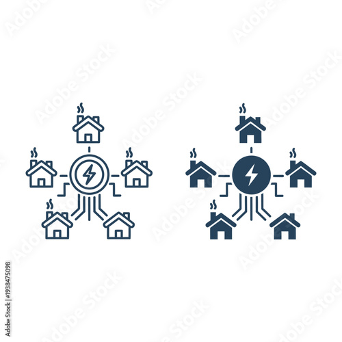 Utility Infrastructure Icons Power Water Meter Industry