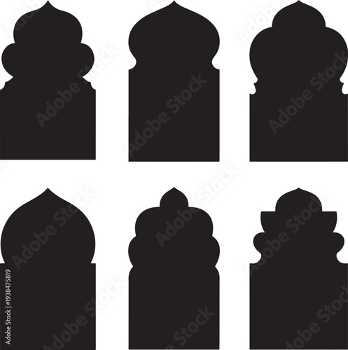 Islamic architectural elements silhouettes