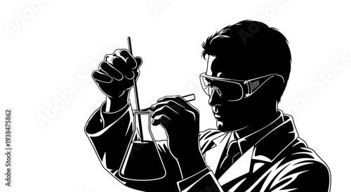 Scientist in Lab Coat Conducting Experiment.