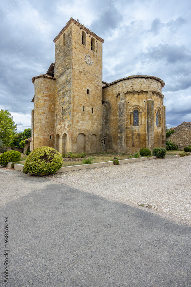 Obraz premium Eglise Saint Barthelemy ancient Romanesque church in Mouchan