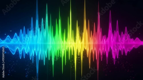 Colorful sound wave on black background.