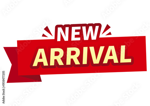 New Arrival Red Ribbon Banner Label