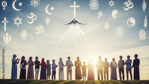 Diverse people stand united in spirituality.