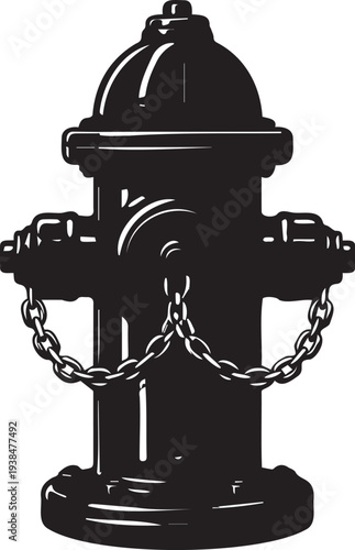 Fire hydrant illustration with chain wrapped around it on a white background